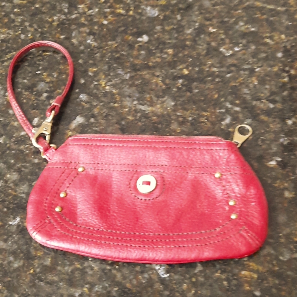 Stone Mountain red leather small clutch purse wristlet.  Great condition.